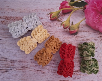 crochet bow french barrette , hair accessories, colorful metal clip, gift for kids