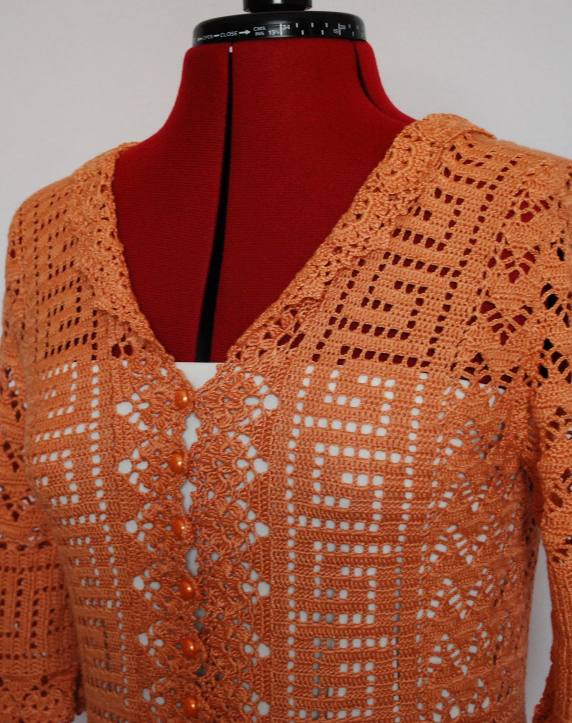 Crochet Women Summer Apricot Lace Jacket Crochet Lace Summer Etsy