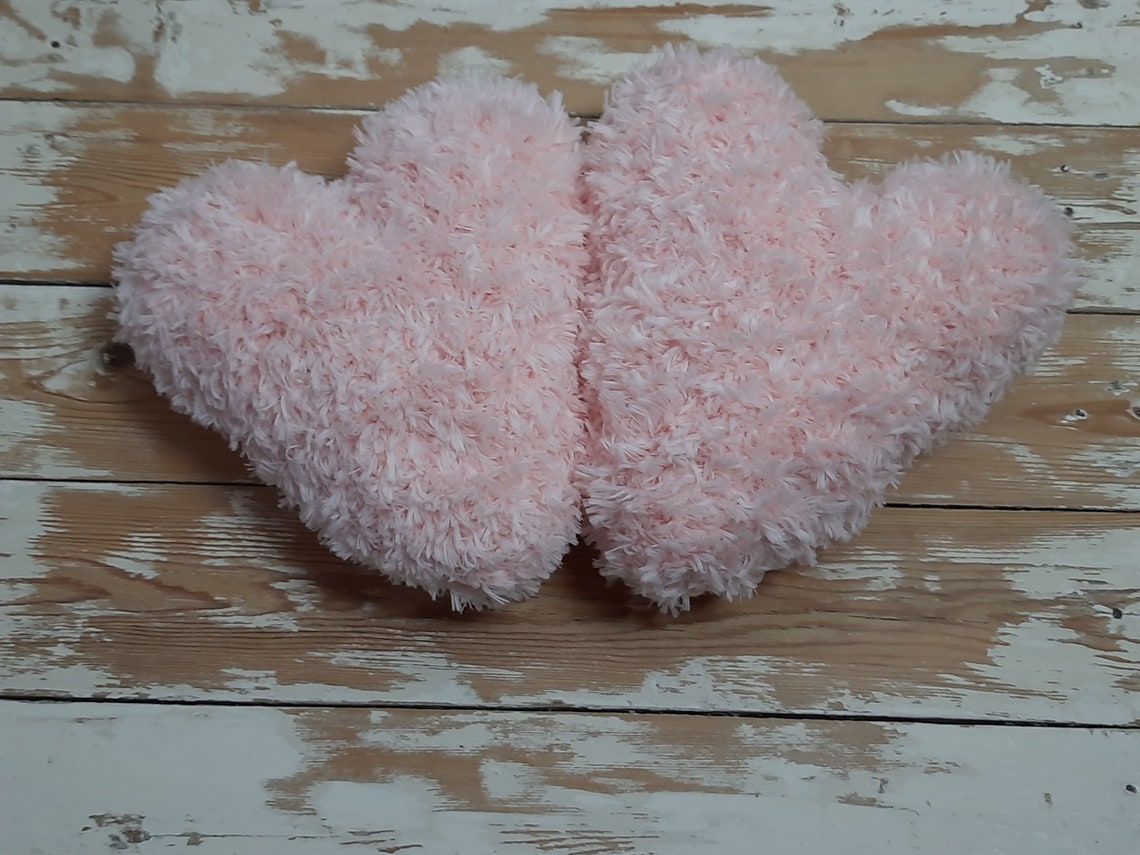 Light Pink Heart Fluffy Pillow, Small Gift for Lover, Valentines Day