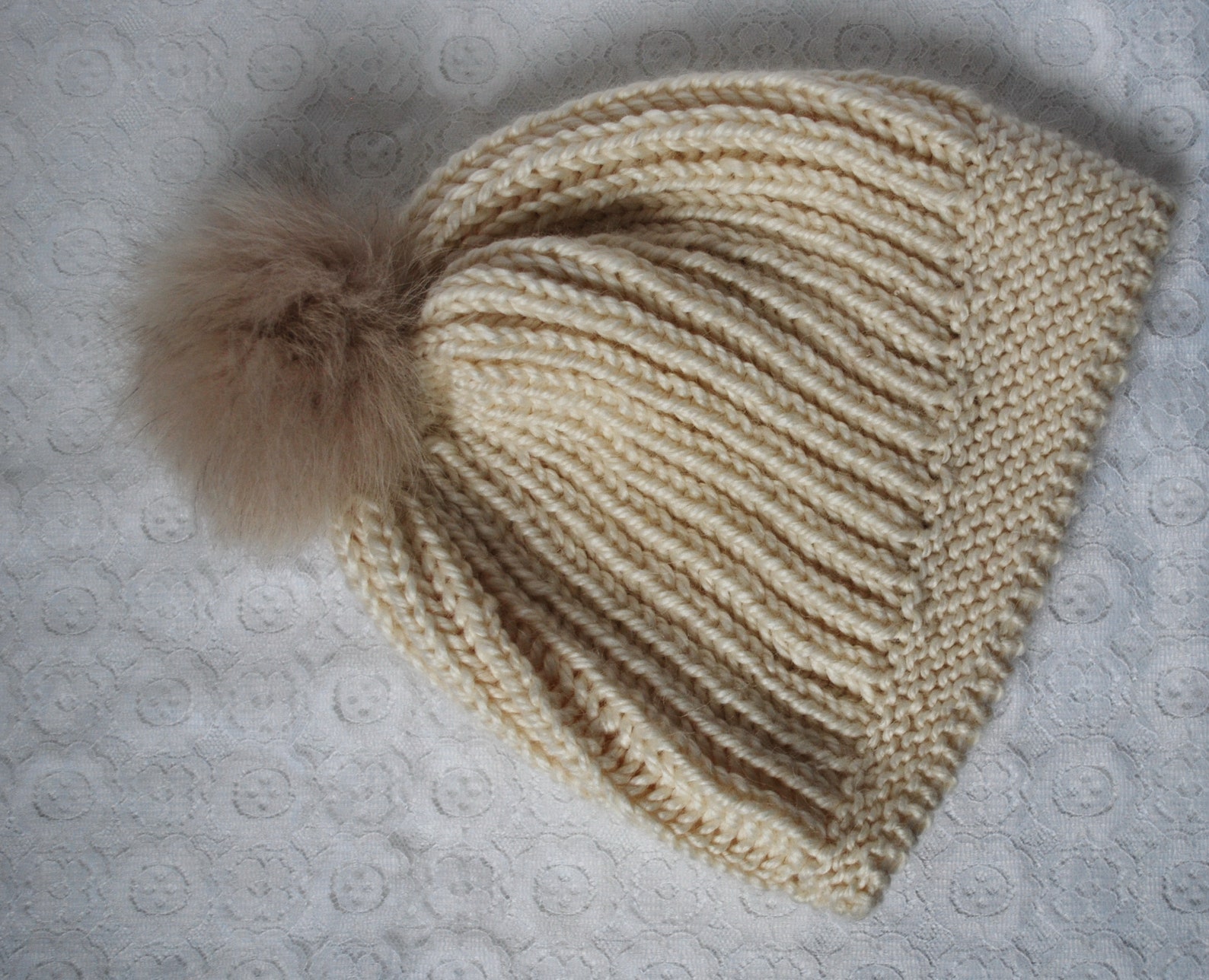Ivory Knit Warm Beanie Hat, Knit Warm Pom Pom Beanie, Winter Pom Pom Hat - Etsy