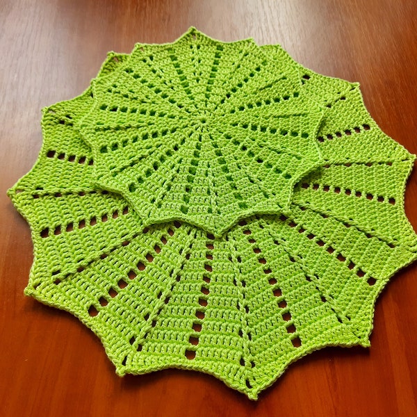 Set of 2 crochet lime color doilies, crochet home decor, mother's day gift