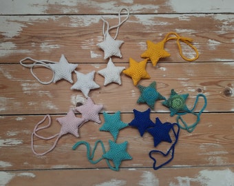 Crochet star hanging, car accessories, bag decor, crochet baubles