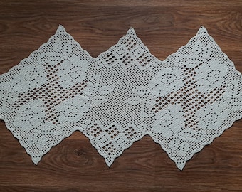 Lace beige cotton crochet doily, table runner, crochet home decor, mother's day gift