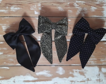 Elegant Bow French Barrette, Fabric Hair Bow Barrette, Handmade Hair Clip,  Black Hair Accessory, Gift for Women and Girls,