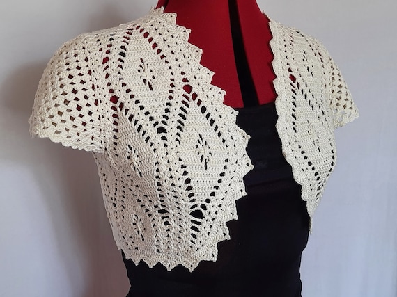 Vlak Ordelijk Vaak gesproken Crochet ivory cotton lace bolero jacket cute crochet bolero - Etsy België