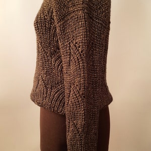 Oversized Hand Knit Sweater, Brown With Gold Warm Jumper - Etsy