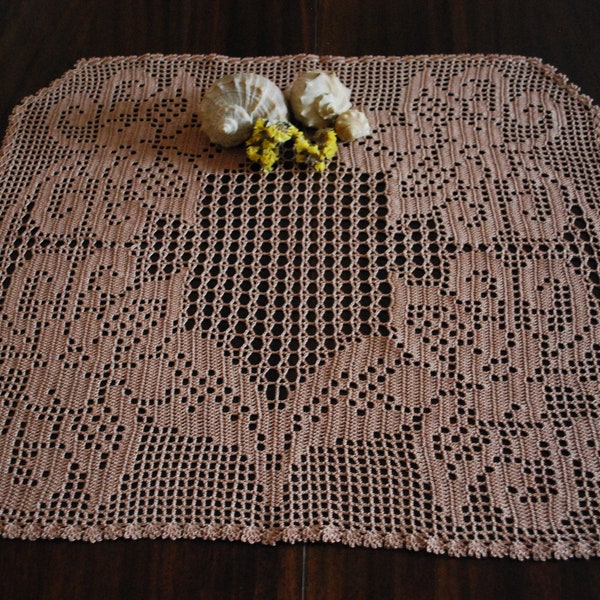 Creamy Brown Crochet Doily: Cotton Tablecloth, Home Decor