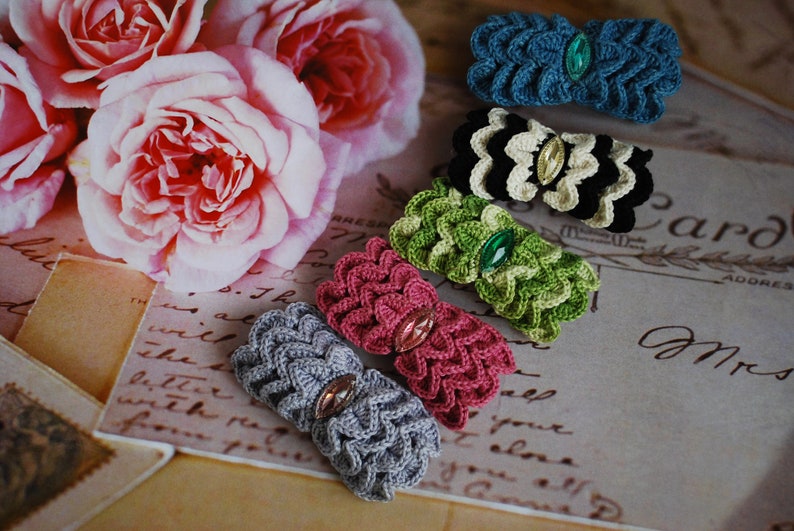 crochet barette clip, hair accessories, colorful metal clip, gift for kids image 1