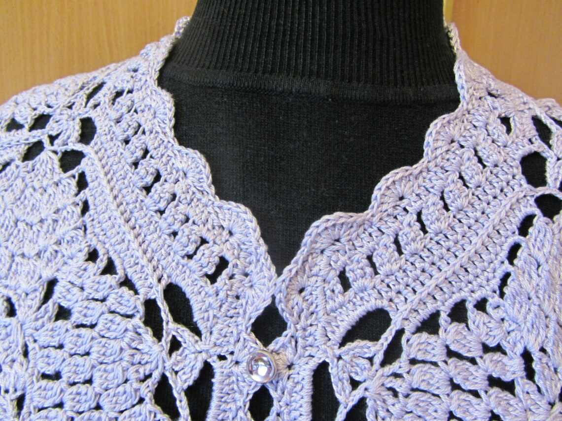 Lace Bolero, Cotton Bolero Jacket, Lilac Crochet Bolero, Short Sleeve Bolero, Crochet Bolero