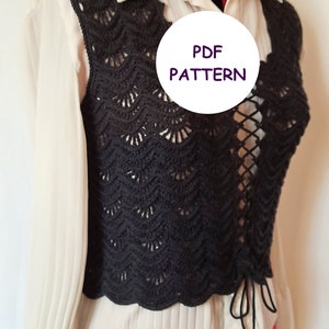 PDF PATTERN, crochet lace top vest  pattern