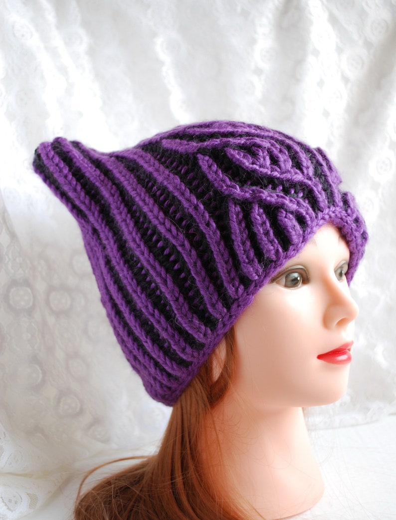 Knit cat ear beanie hat, knit pussycat hat, winter knit hat image 8