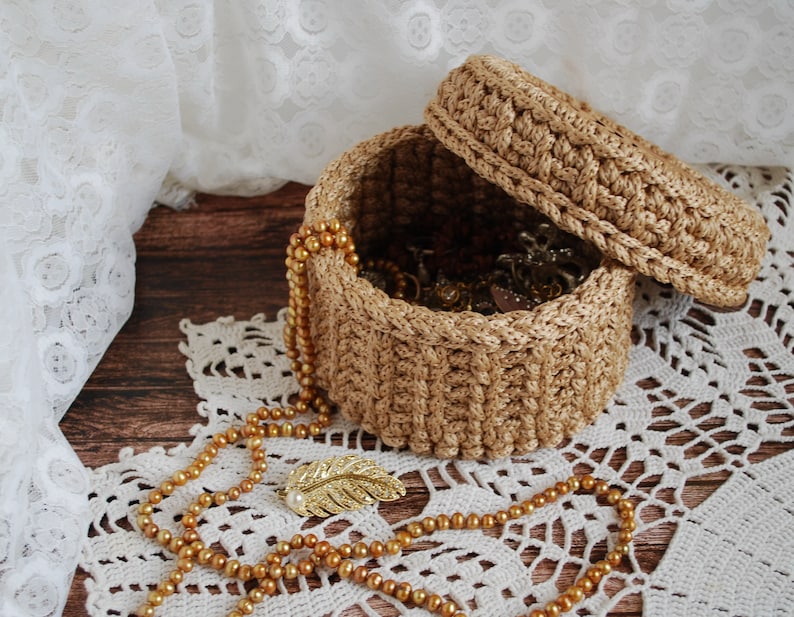 Crocheted jewelry box home decor box gift for her Etsy