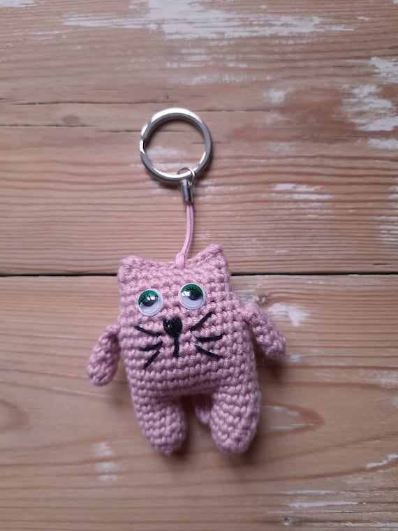 Portachiavi a forma di gatto, con ciondolo a forma di gatto, per donne e ragazze, colore: cachi