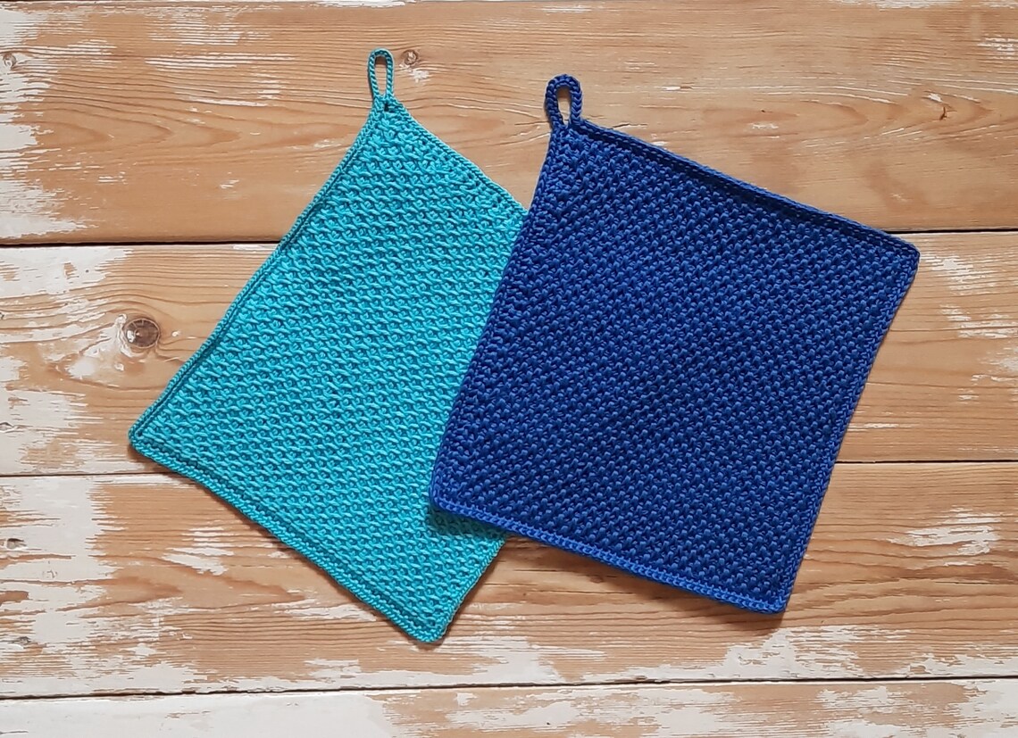 Set of 2 Cotton Crochet Dishcloths / Washcloths, 100 Cotton, Eco