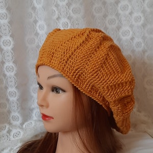 Crochet cotton beret hat, handmade beret