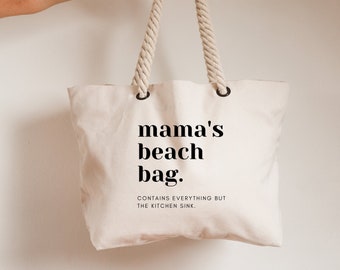 Borsa da spiaggia personalizzata Mamas, regalo nuziale personalizzato, borsa da spiaggia per le vacanze, regalo di Natale personalizzato, borsa da spiaggia ricamata, regalo per la mamma