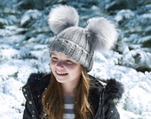Double Pom Pom Kids Hat - Matching Hat Pair - Personalised Hats - Personalised Bobble Hats - Christmas Gift - Baby Hat - Child Hat - Adult