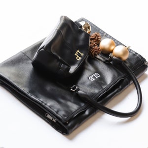 Personalized Travel Bag Set, Embroidered Garment Bag with Toiletry Bag, Personalized Leather Look Bag, Faux Leather Holdall Weekend Bag