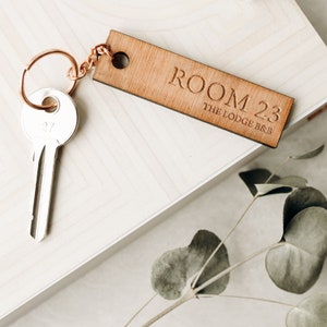Custom Design Keyring - Custom Keyring - Wooden Keyring - Personalised Keyring - Accommodation Keys - B&B Keyring - Branded Keyring