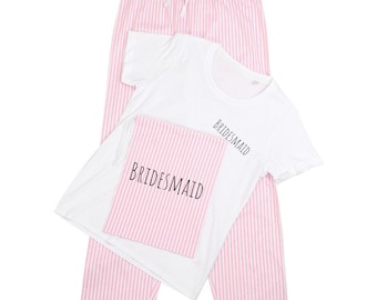 Personalisierter Brautparty-Pyjama-Set für Frauen, Hen Party-Pyjamas, Brautparty-Pyjama, personalisierter Pyjama für Brautjungfer, Baumwoll-Pyjama