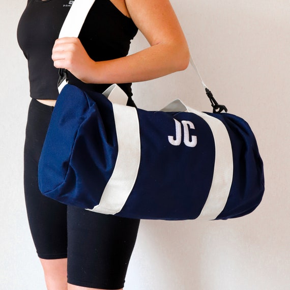 Personalized Black Gym Bag for Men and Women, Initial Monogram Travel Bag,  Custom Weekender Bag, Unisex Yoga Bag, Embroidered Duffle Bag 