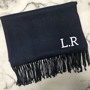 Personalized Monogrammed Scarf, Embroidered Scarf for Women, Pashmina Scarf Gift for Her, Customized Scarf Initial, Cosy Winter Scarf Gifts