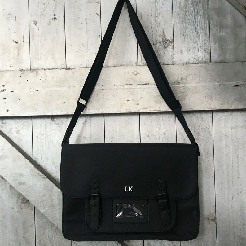 Gift for Him Personalised Satchel Bag College Bag Black Bag Gift for Boyfriend Briefcase Bag Satchel Bag Personalised Bag