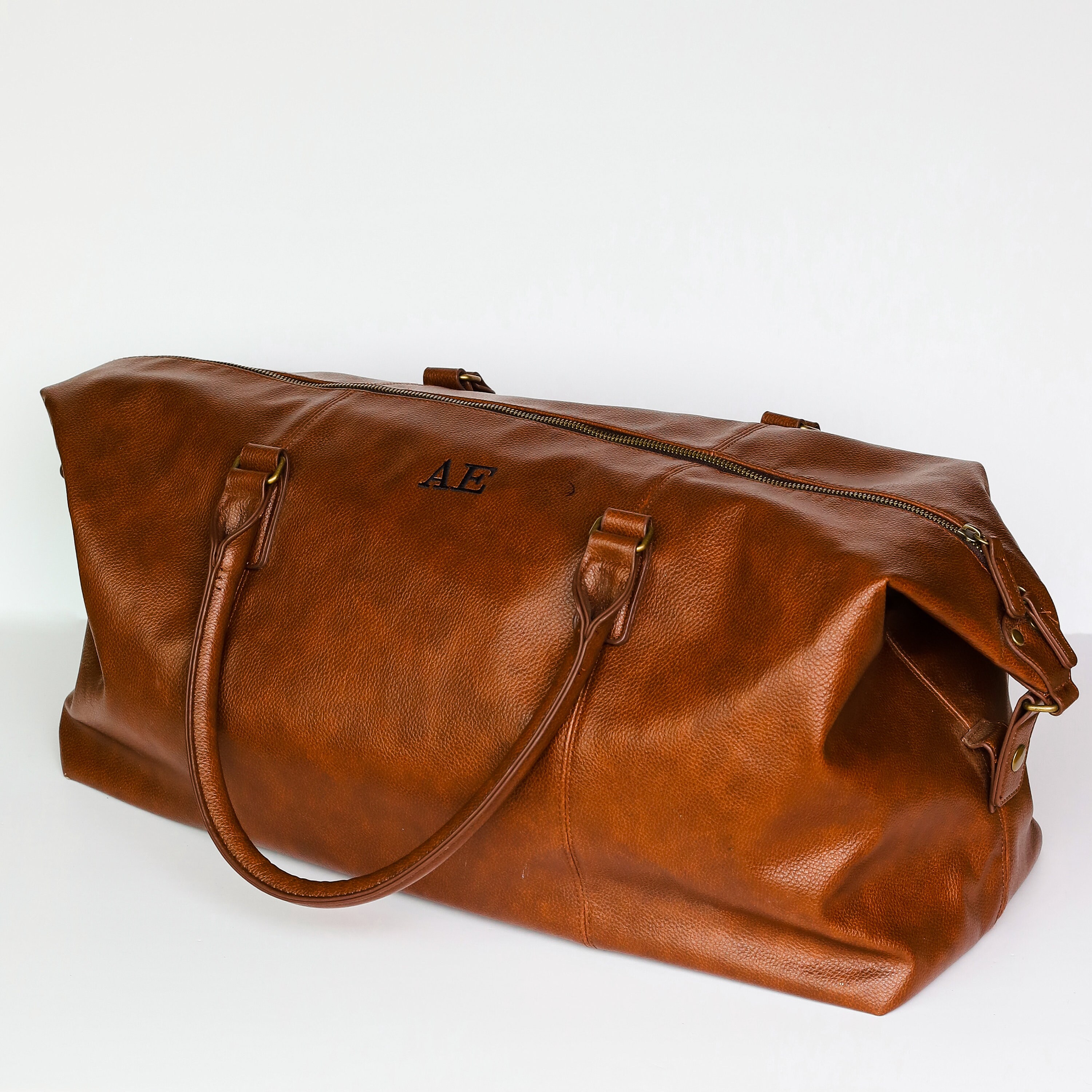 Personalized Faux Leather Holdall Bag Weekend Travel Bag