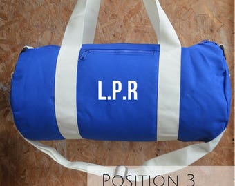 Sac de sport bleu personnalisé pour femme et homme, sac de sport monogramme initiales, sac polochon unisexe, sac de week-end brodé, sac de yoga personnalisé