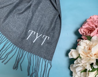 Personalized Embroidered Scarf Monogrammed Gift for Her, Pashmina Bride Gifts, Personalized Scarf Monogrammed Initials, Scarves For Women