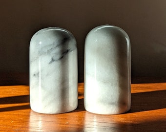 Set of two Vintage Solid Marble Salt and Pepper Shakers
