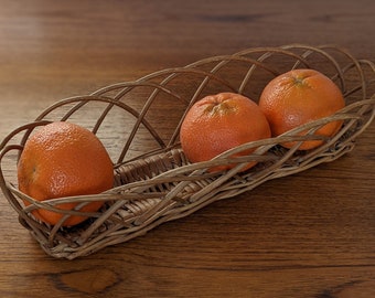 Beautiful Antique / Vintage Baguette French Bread Wicker Basket / Long / Serving / Rustic Country Kitchen