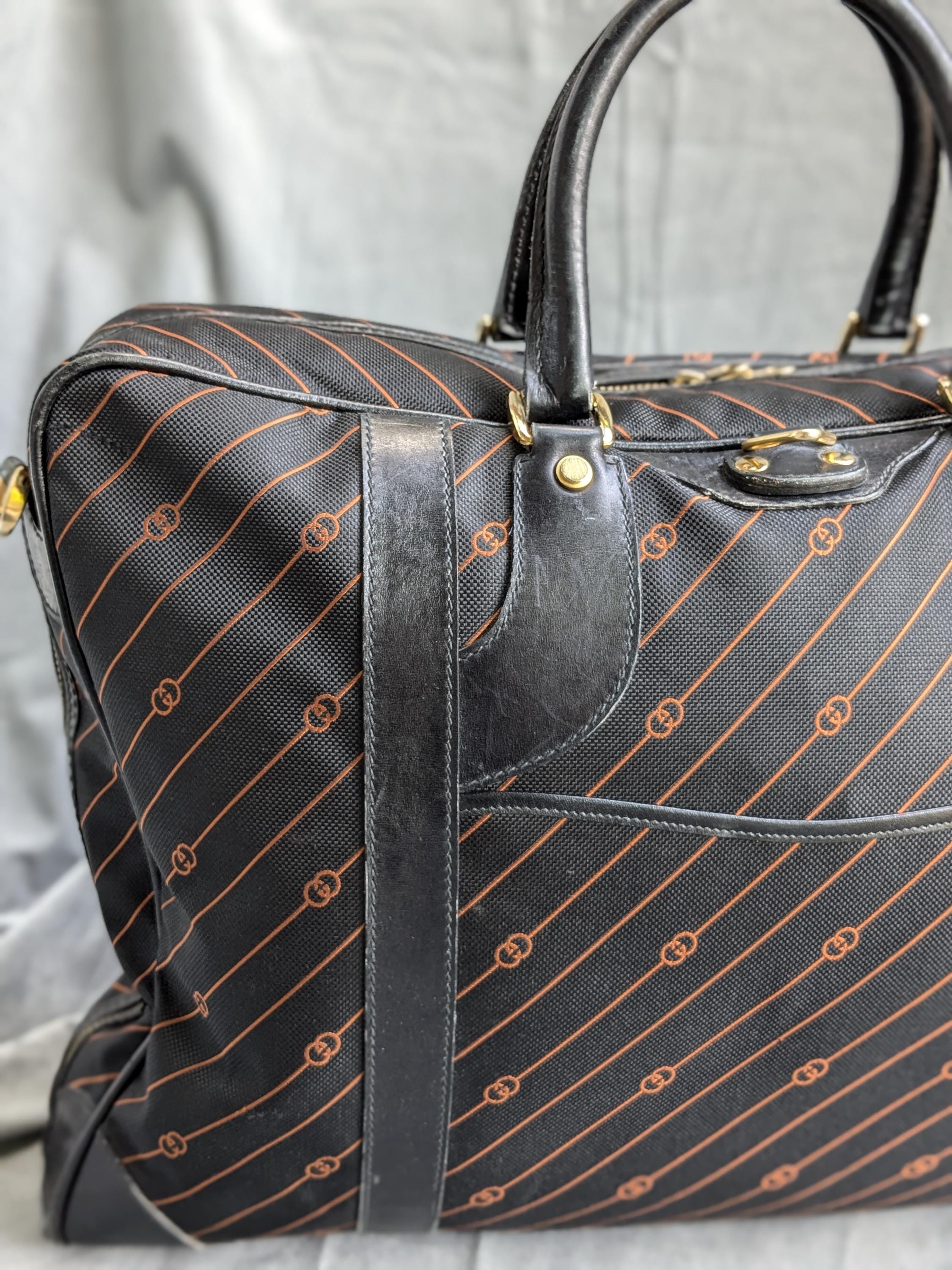 Vintage Gucci Black Signature Travel Luggage Garment Duffle Bag Circa 70 s Etsy Canada