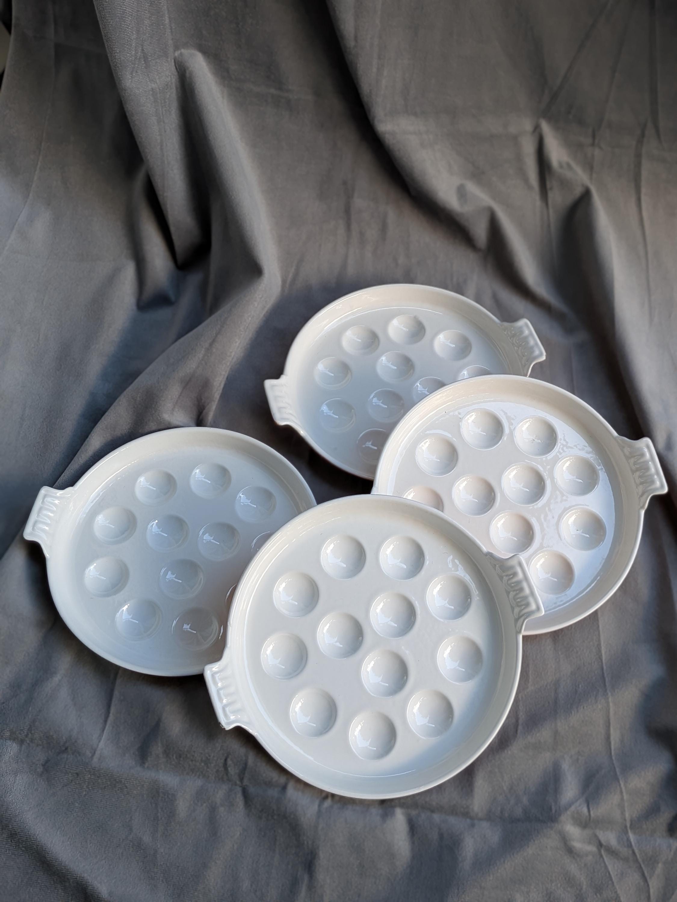 Lot 6 Plats à Escargots Le Creuset - Fonte émaillée Blanche, Vintage France