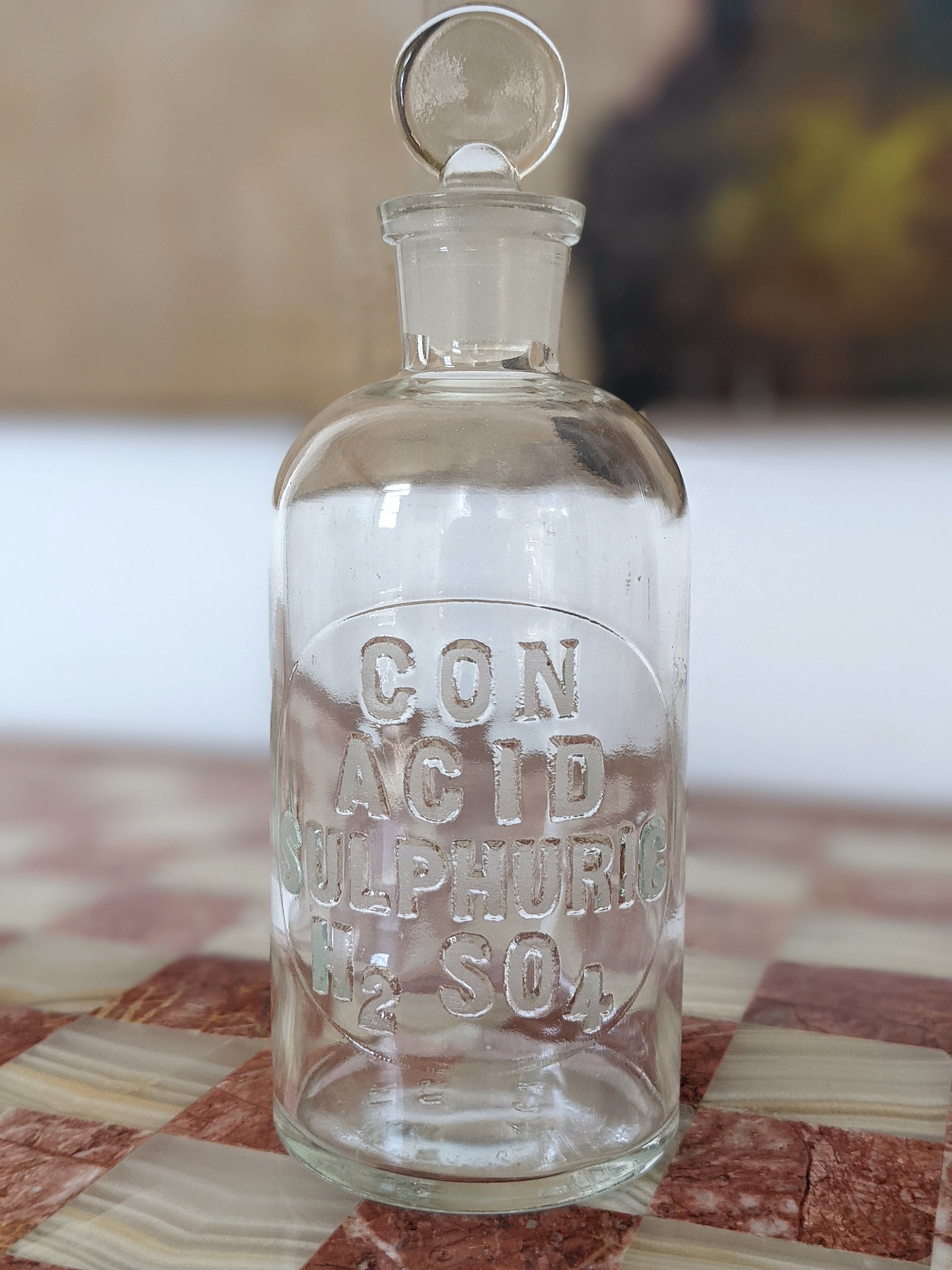 Vintage / Antique Embossed Sulphuric Acid Apothecary Bottle / | Etsy