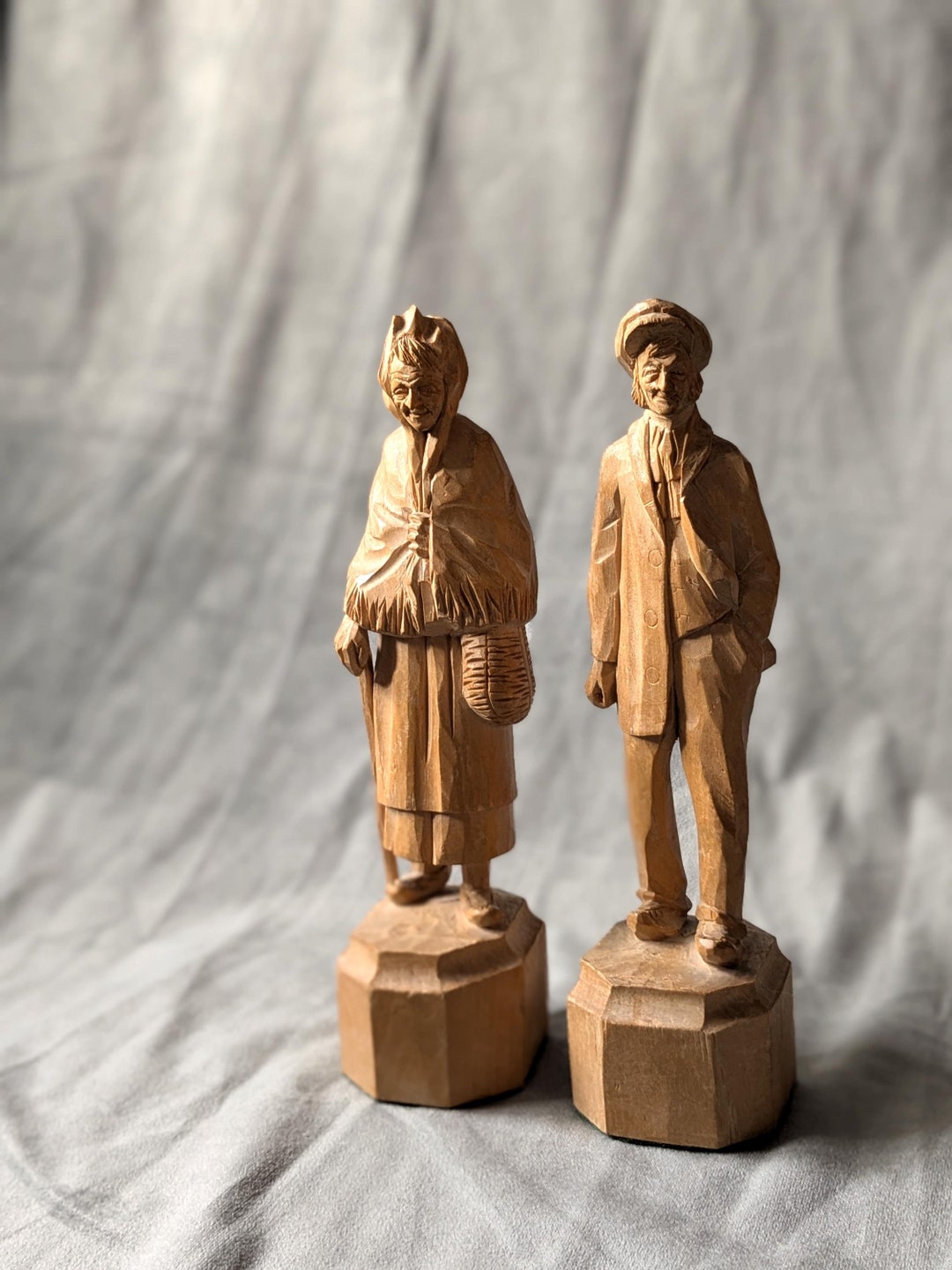 Set of 2 Vintage Paul Emile Caron Hand Carved Figures / Hand Carved ...
