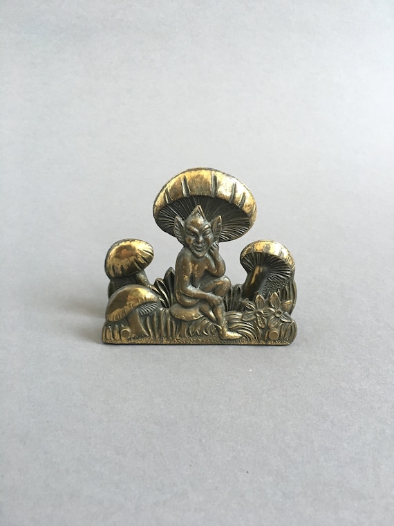 Vintage Brass Letter Rack Holder With Pixie And Mushrooms Etsy