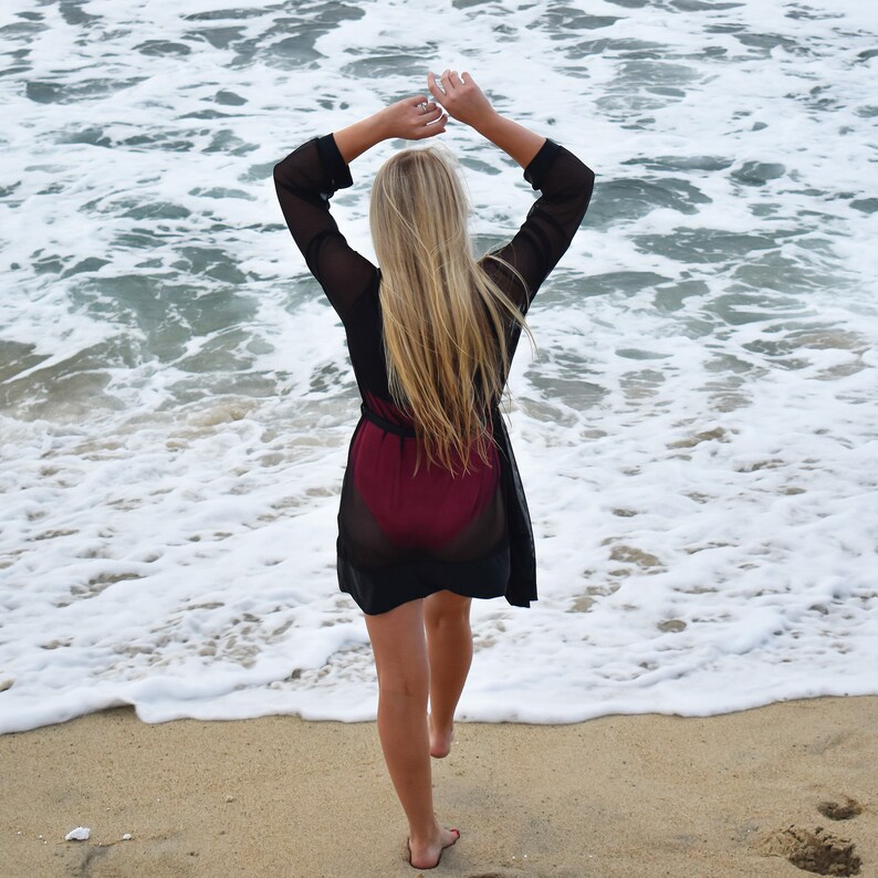 black sheer bathing suit cover up