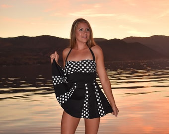 Polka Dot Print Vintage Swimdress Top