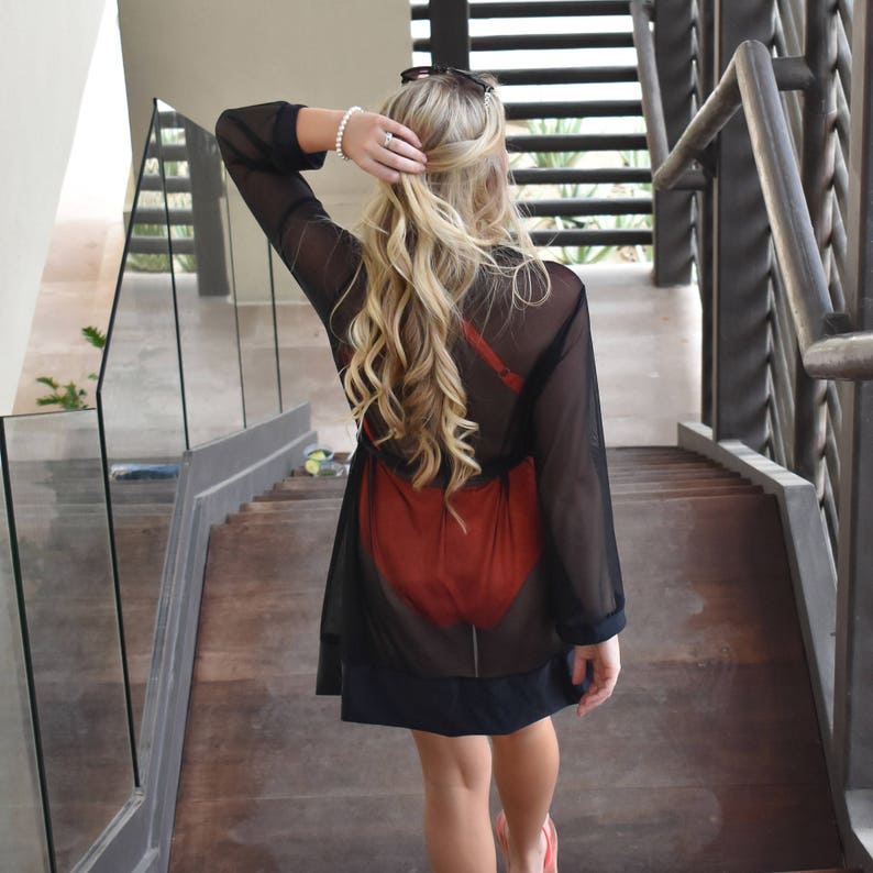 black sheer bathing suit cover up