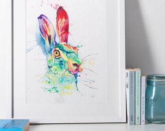 Hare (A4 mounted print)