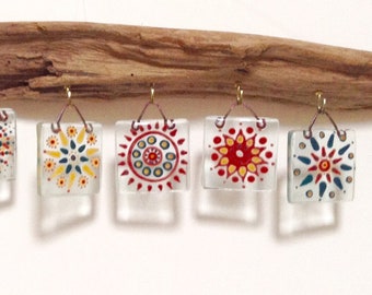 Mandala wall / window hanger made with  recycled glass HAND MADE