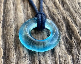 Recycled Bombay Sapphire Glass Pendant Necklace – Glossy or Sea Foam Finish
