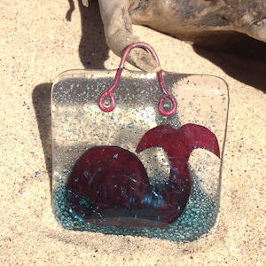 Whale decoration , whale, window    fused  glass art   Sea themed room   Blue whale fused glass. glass art
