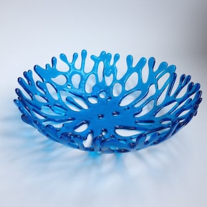 Coral bowl , organic glass bowl , blue glass bowl , sea theme , sea glass , fruit bowl