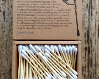 Bamboo Cotton Buds, Biodegradable, Vegan Friendly - 200 Count