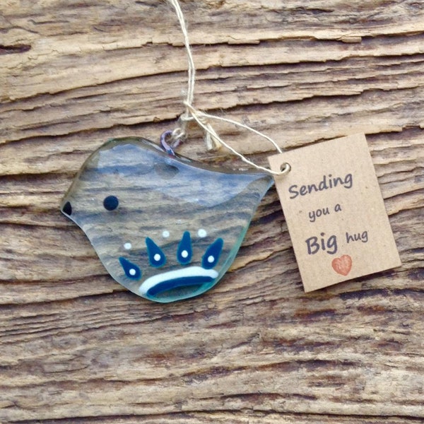 Get well soon gift Send a loving tweet, send a message with this hand made fused glass bird made with recycled glass for a perfect eco  gift