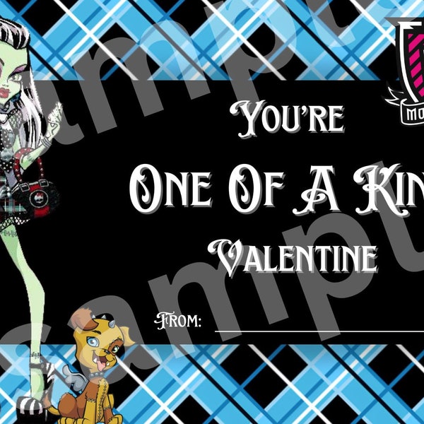 Monster High Valentines Day Cards Printable Digital File PDF