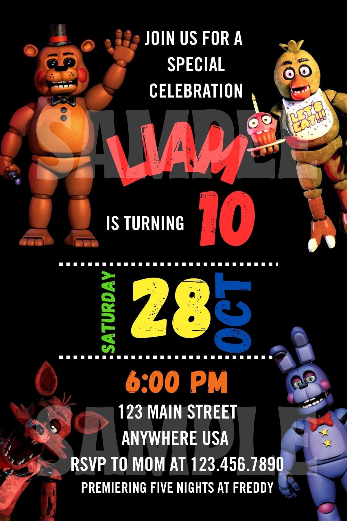 Five Nights at Freddy's Drink Labels FNAF Birthday Party 5 Nights Freddys  Water Bottle Label 5 Nights Freddy's Video Game 100817 