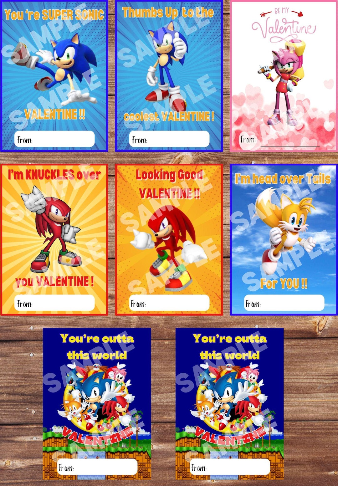 Sonic the Hedgehog Valentine's Day Cards Digital Download PDF File - Etsy